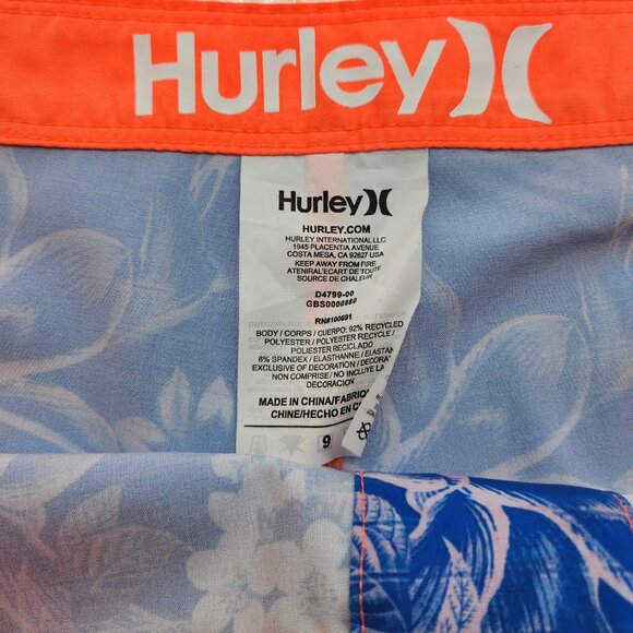 Ladies 5 inch Blue & Orange Floral Print Board Shorts - Picture 5 of 5